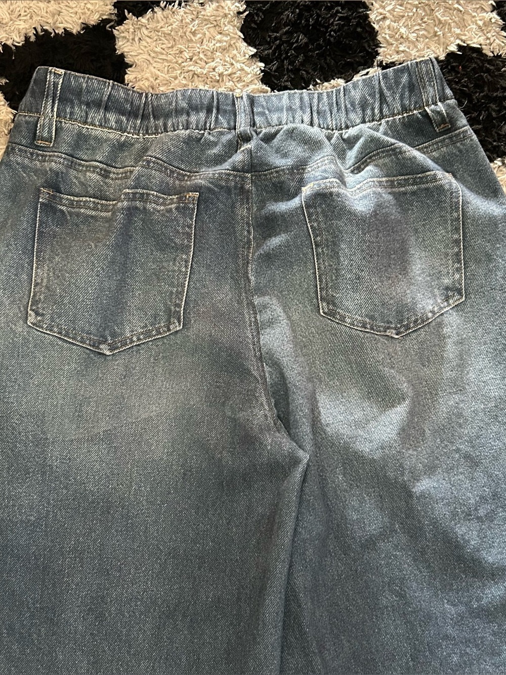 Halara Wide-Leg M Leggings with Denim Jeans Print - Pull On Full Stretch Pants - Picture 7 of 7